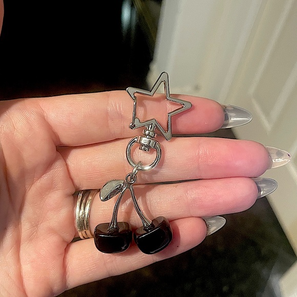 Y2K Black Cherry Bag Charm - Picture 1 of 4